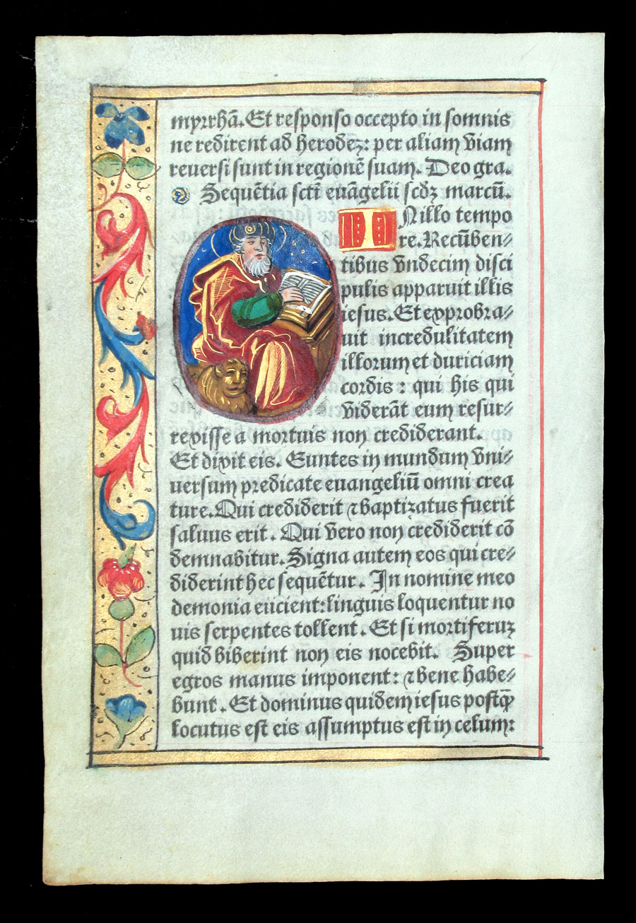 c 1532 Book of Hours Leaf - Miniature of St. Mark
