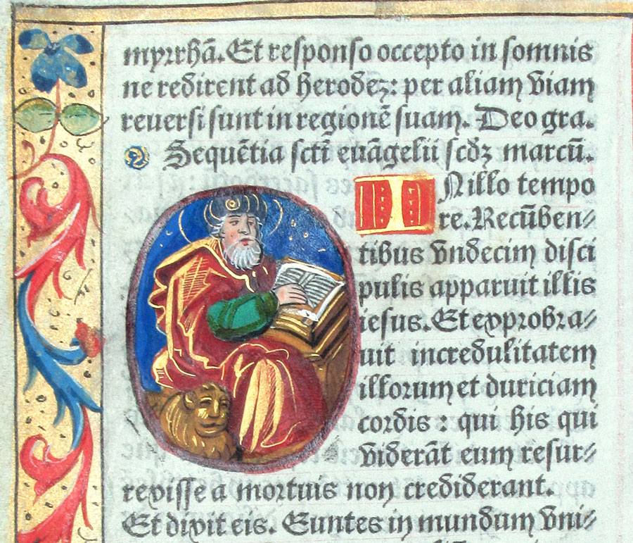 c 1532 Book of Hours Leaf - Miniature of St. Mark