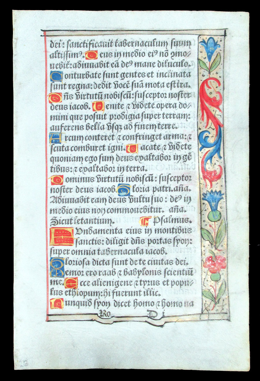 c 1532 Book of Hours leaf - Psalms - Elaborate borders