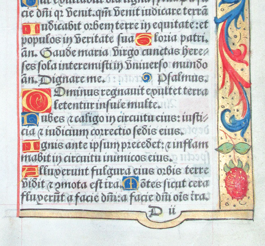 c 1532 Book of Hours Leaf - Psalms - Elaborate borders
