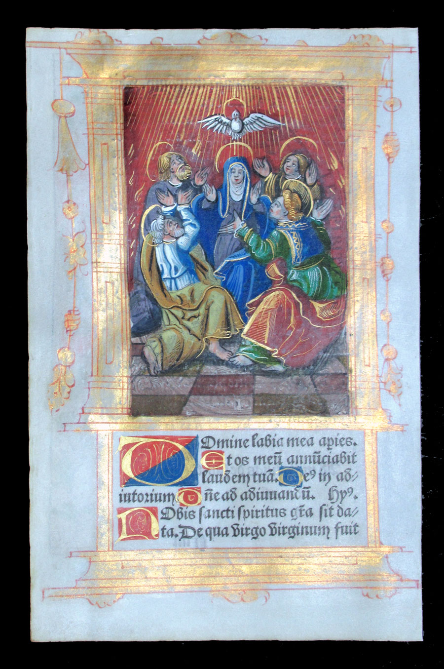 c 1532 Book of Hours Leaf - The Pentecost