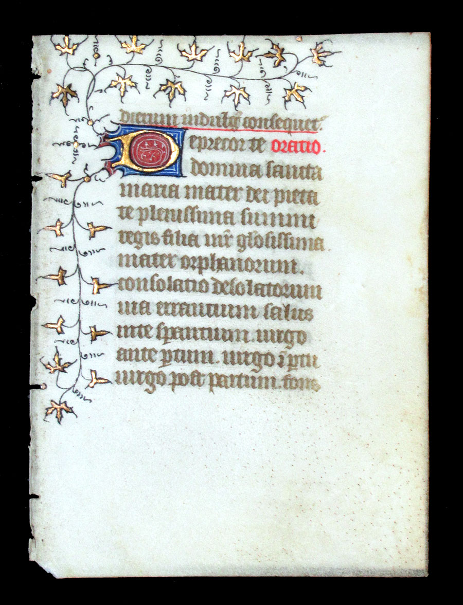 c 1420-30 Book of Hours Leaf - Diminutive size from Lady's Book
