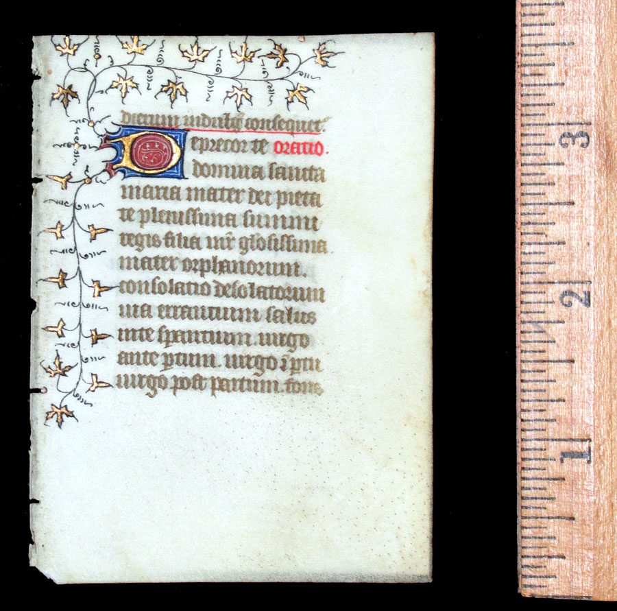 c 1420-30 Book of Hours Leaf - Diminutive size from Lady's Book