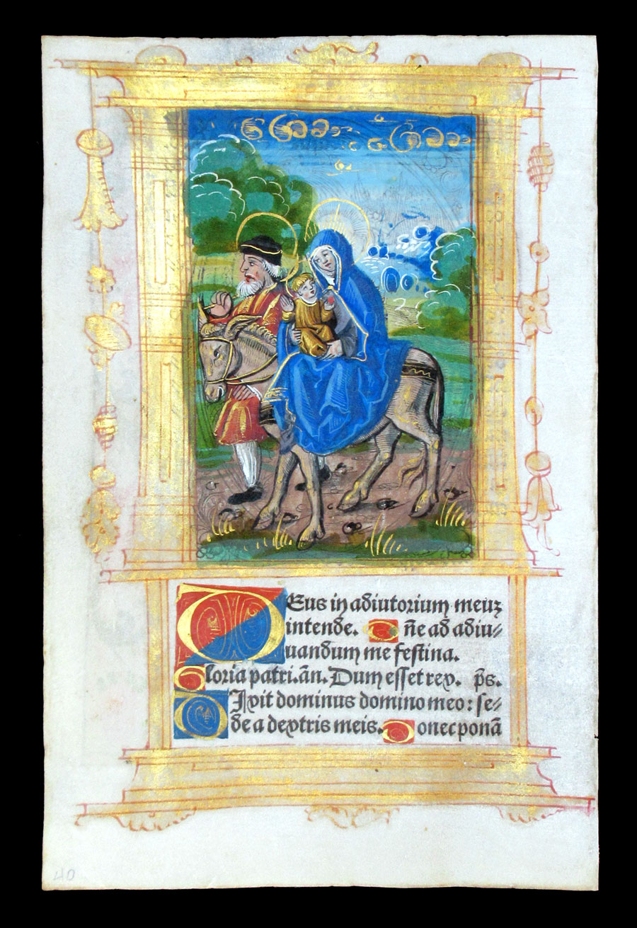 c 1532 Book of Hours Leaf - Flight into Egypt