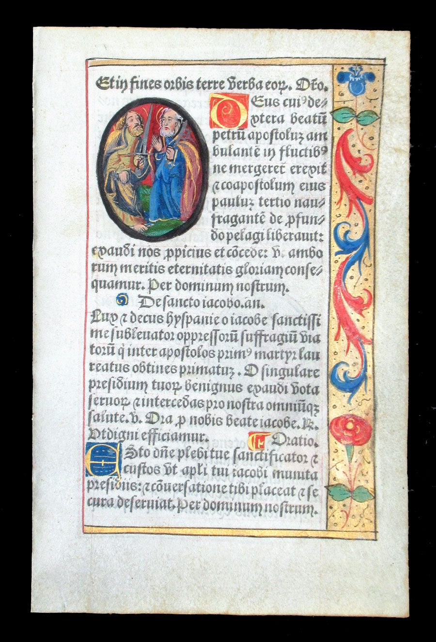 c 1532 Book of Hours Leaf - Saints Peter & Paul, & Stephen