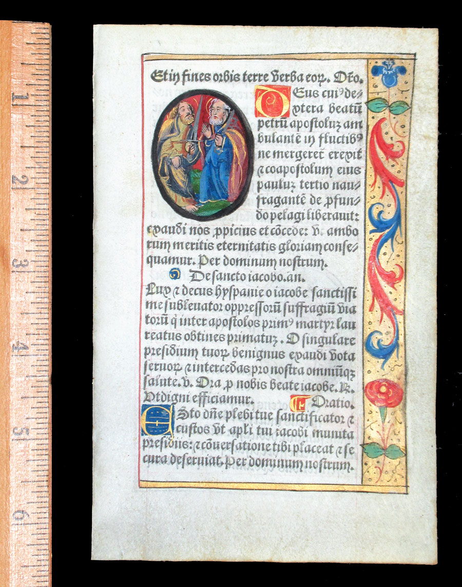 c 1532 Book of Hours Leaf - Saints Peter & Paul, & Stephen