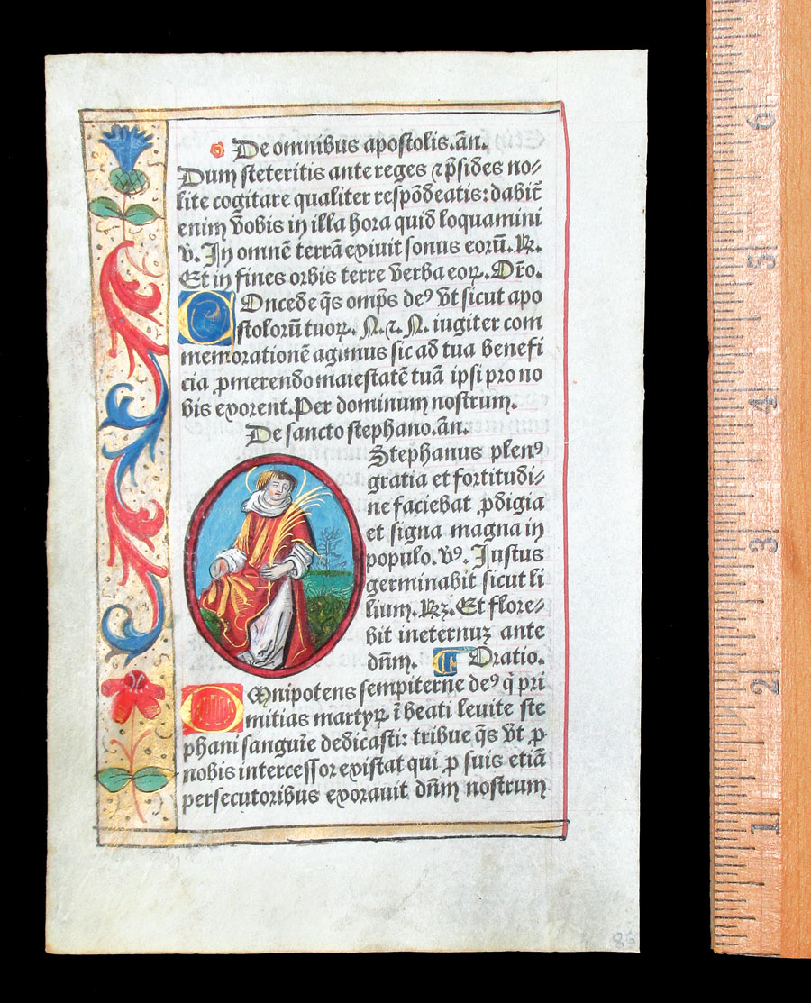 c 1532 Book of Hours Leaf - Saints Peter & Paul, & Stephen