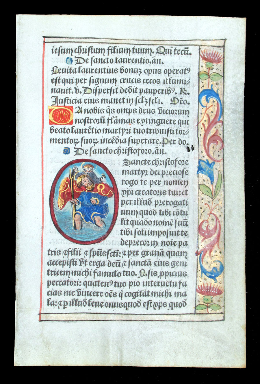 c 1532 Book of Hours Leaf - Saint Christopher