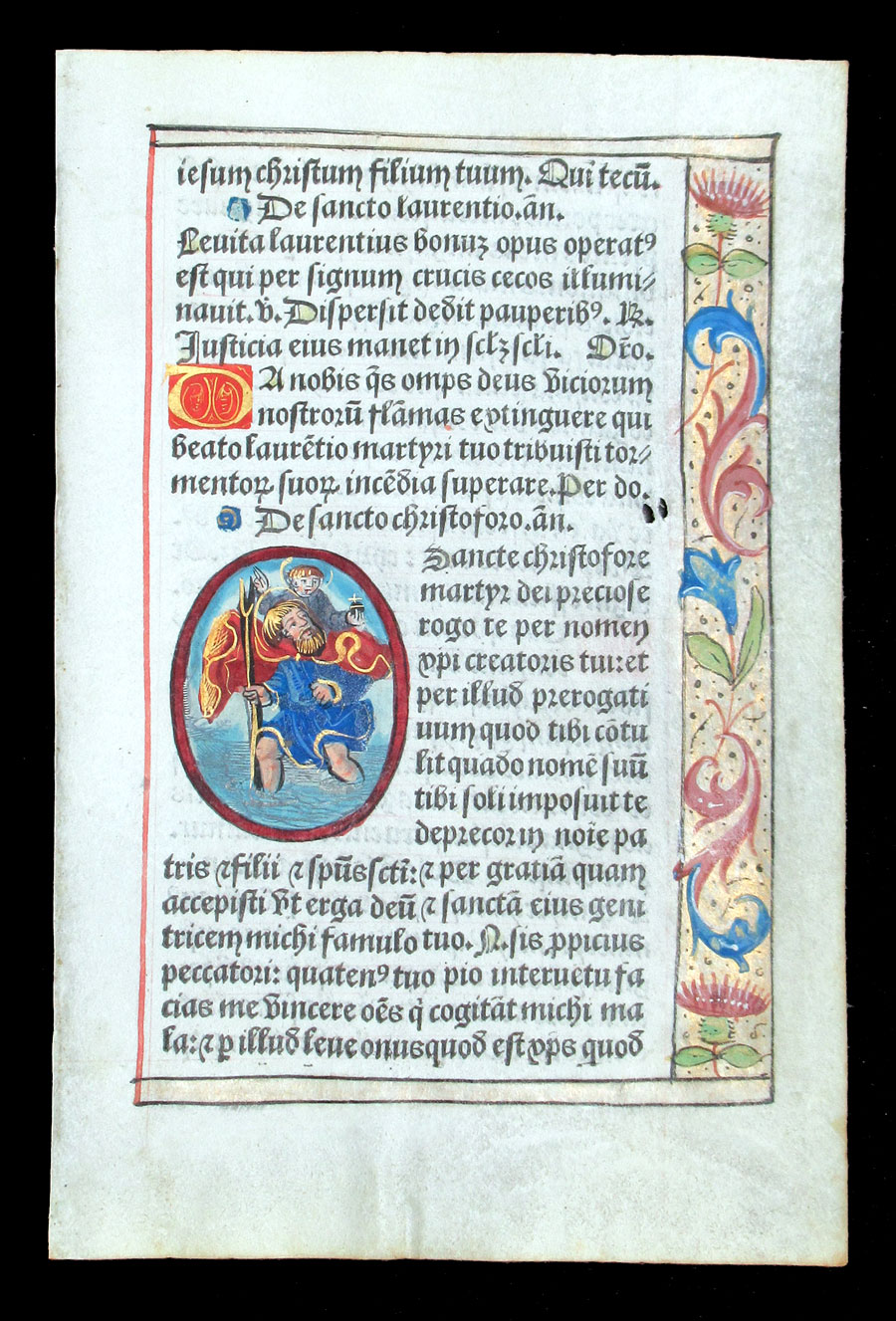 c 1532 Book of Hours Leaf - Saint Christopher
