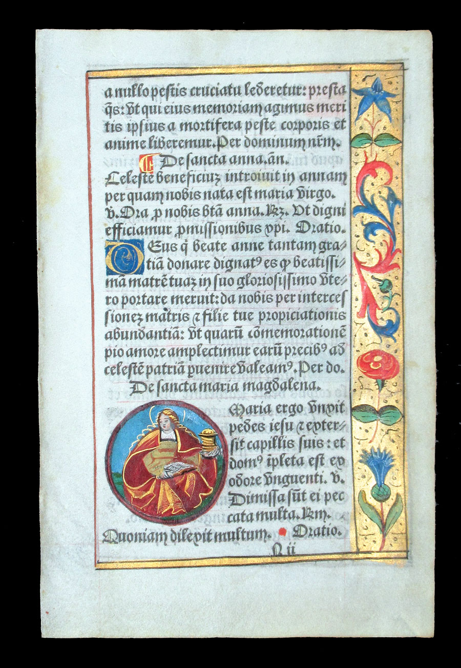 c 1532 Book of Hours Leaf - Saints Mary Magdalene and Katherine