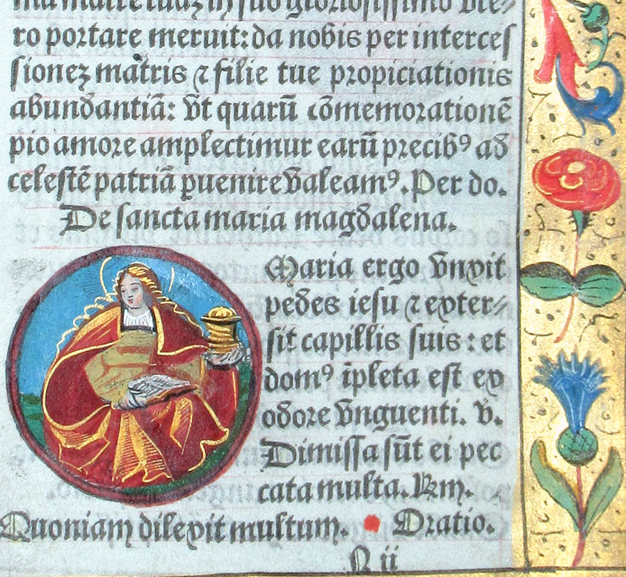 c 1532 Book of Hours Leaf - Saints Mary Magdalene and Katherine