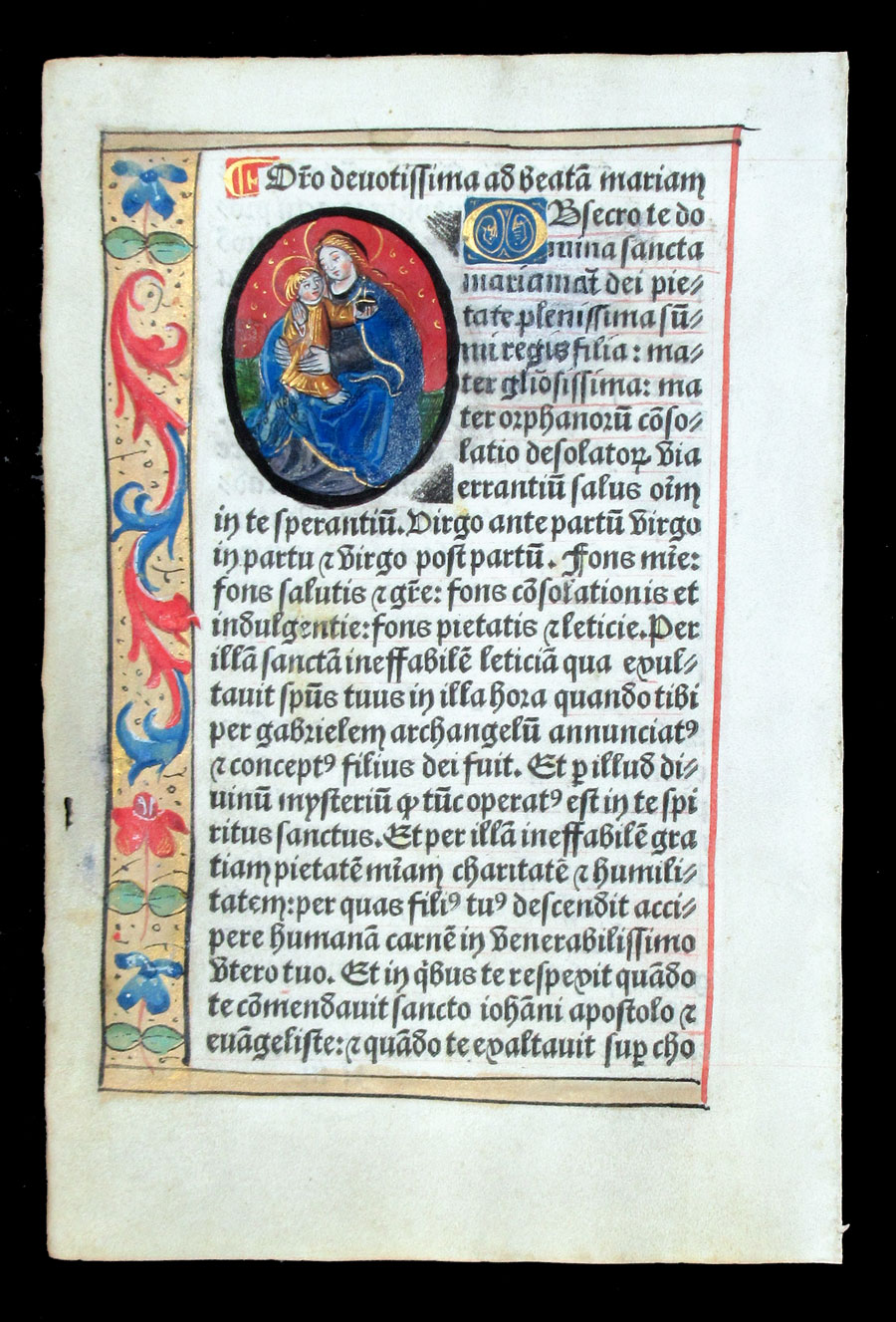 c 1532 Book of Hours Leaf - Madonna & Child