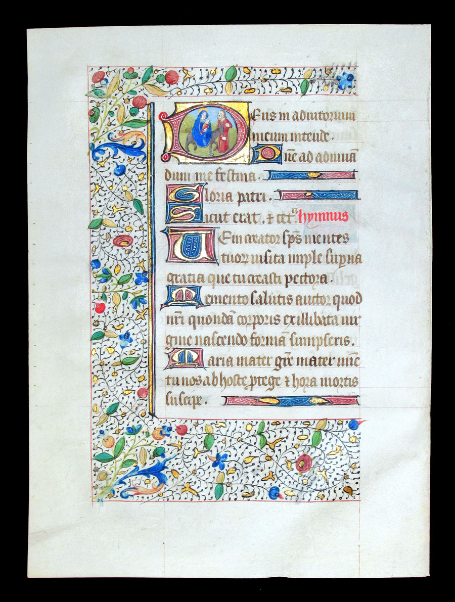 c 1450-75 Book of Hours Leaf - Flight into Egypt