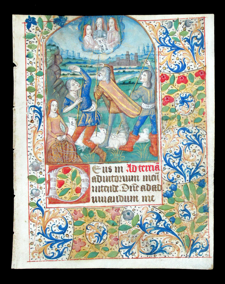 c 1470 Book of Hours Leaf - Annunciation to the Shepherds