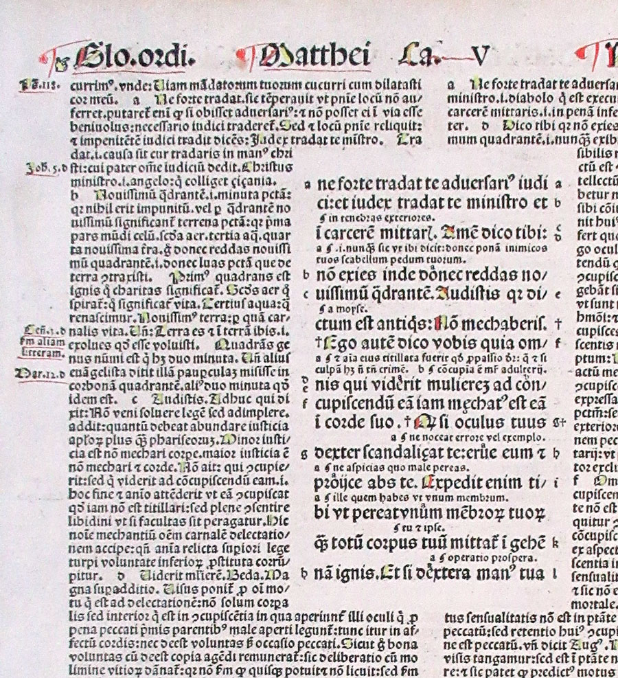 1498 Incunabula Bible Leaf - Matthew