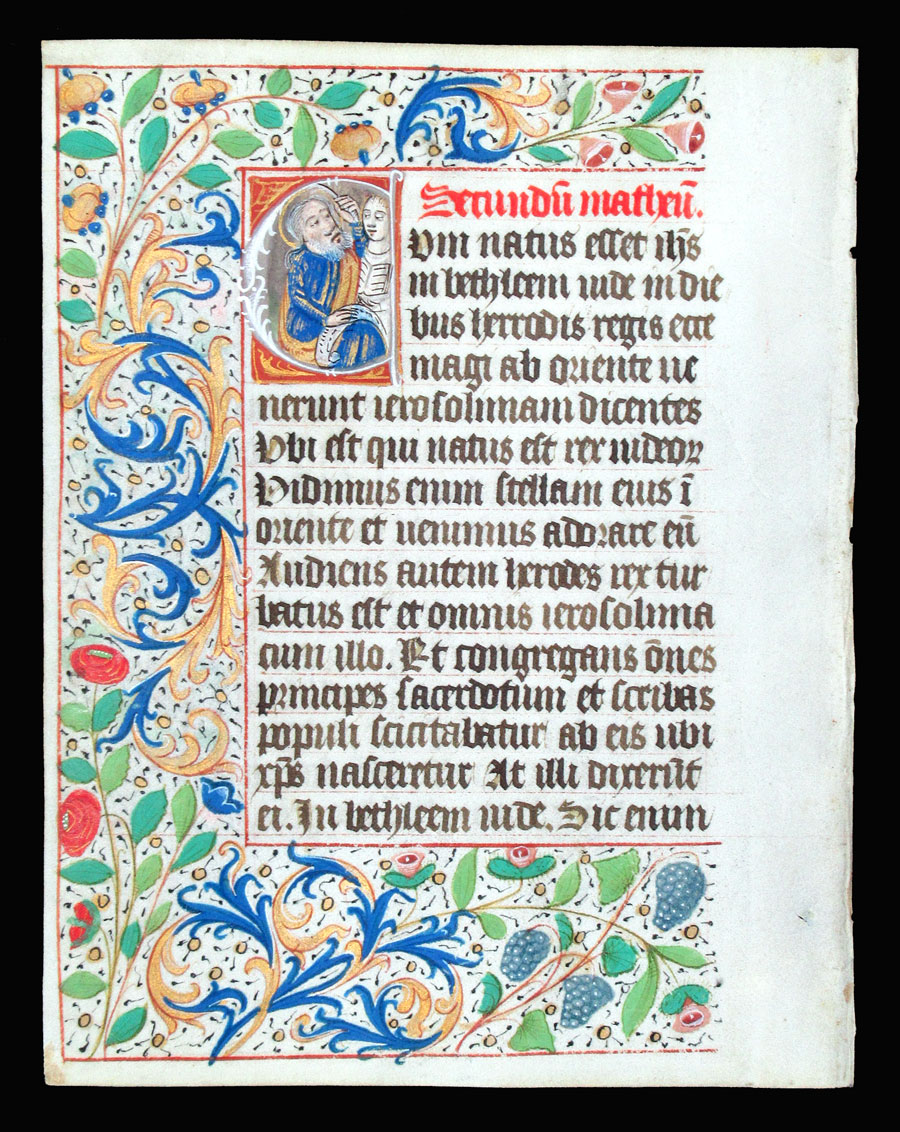 c 1450-1475 Book of Hours Leaf - St Matthew - Christmas Story