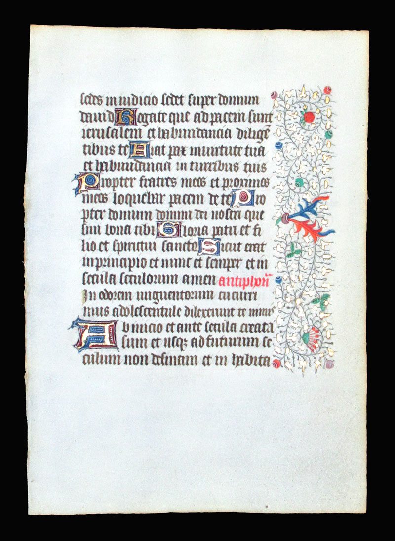 c 1425-50 Book of Hours Leaf - Elegant borders