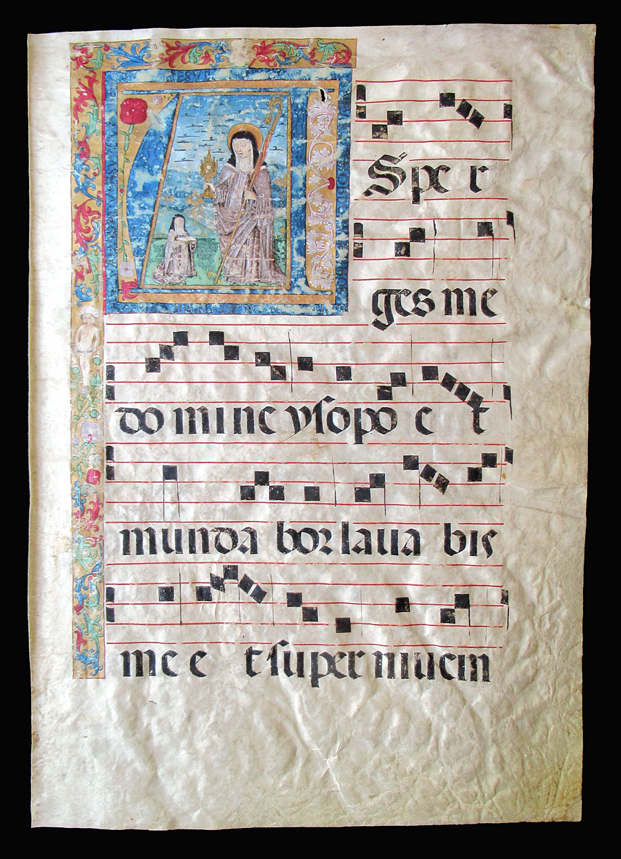 c 1475-1500 Gregorian Chant - Miniature St Clare