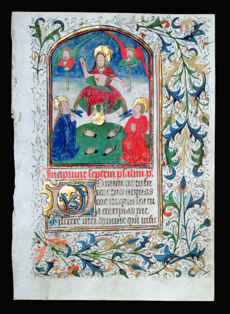 c 1475 Book of Hours Leaf - The Last Judgment