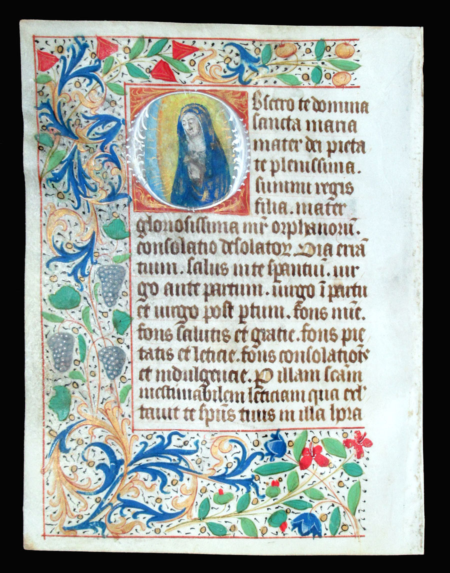 c 1450-75 Book of Hours Leaf - Blessed Virgin Mary