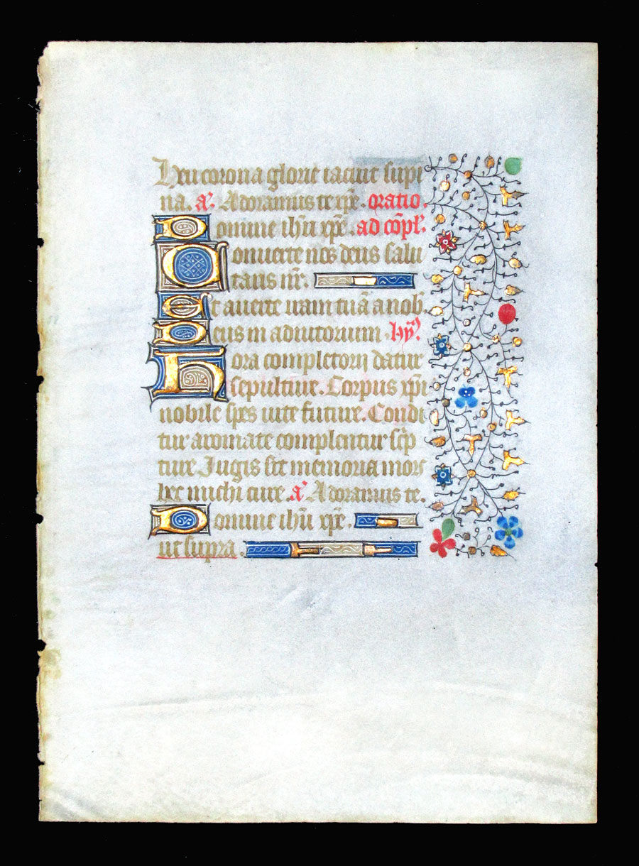 c 1440-50 Book of Hours Leaf - Hours of the Holy Cross