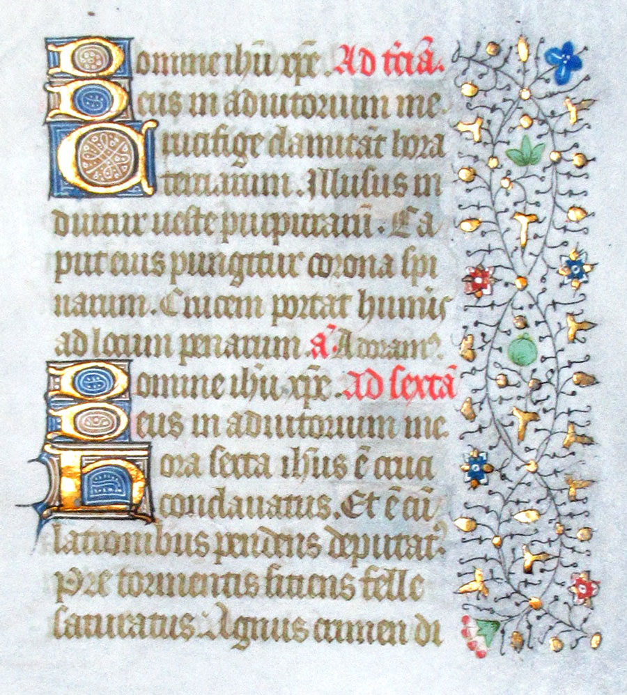 c 1440-50 Book of Hours Leaf - Hours of the Holy Cross