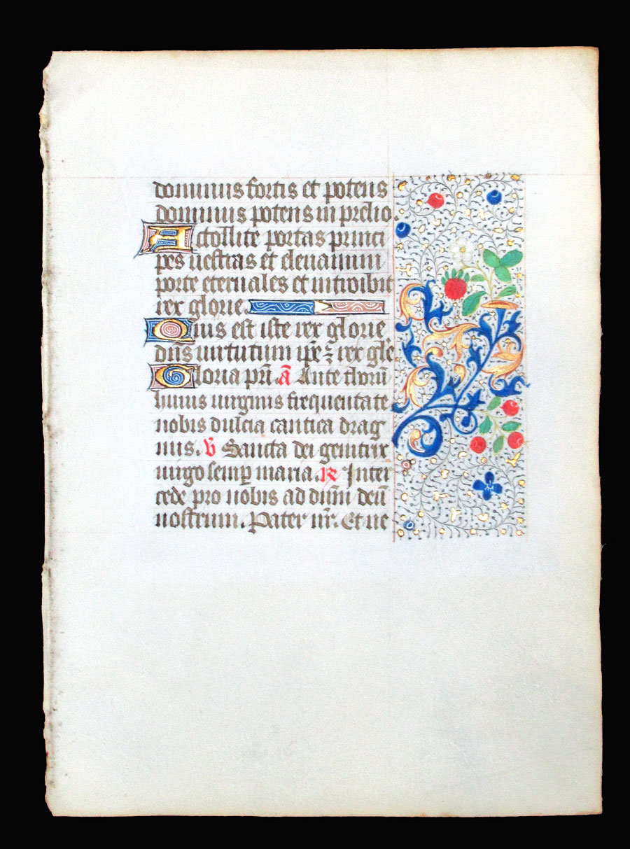 c 1450 Book of Hours leaf - Paris - Beautiful borders