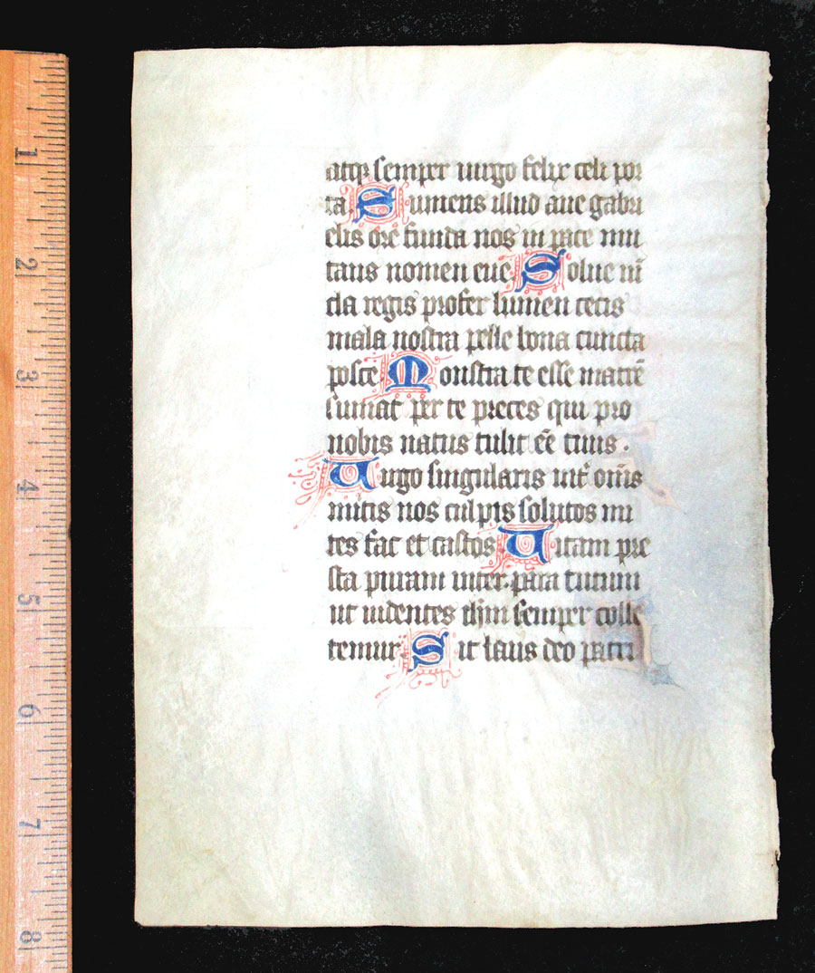 c 1420-40 Book of Hours leaf - Ave Maris Stella