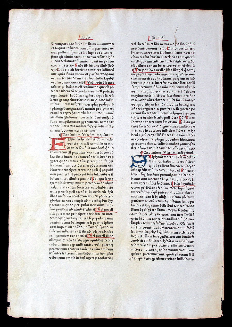 1474 Incunabula Leaf - Bible Commentary - Zainer