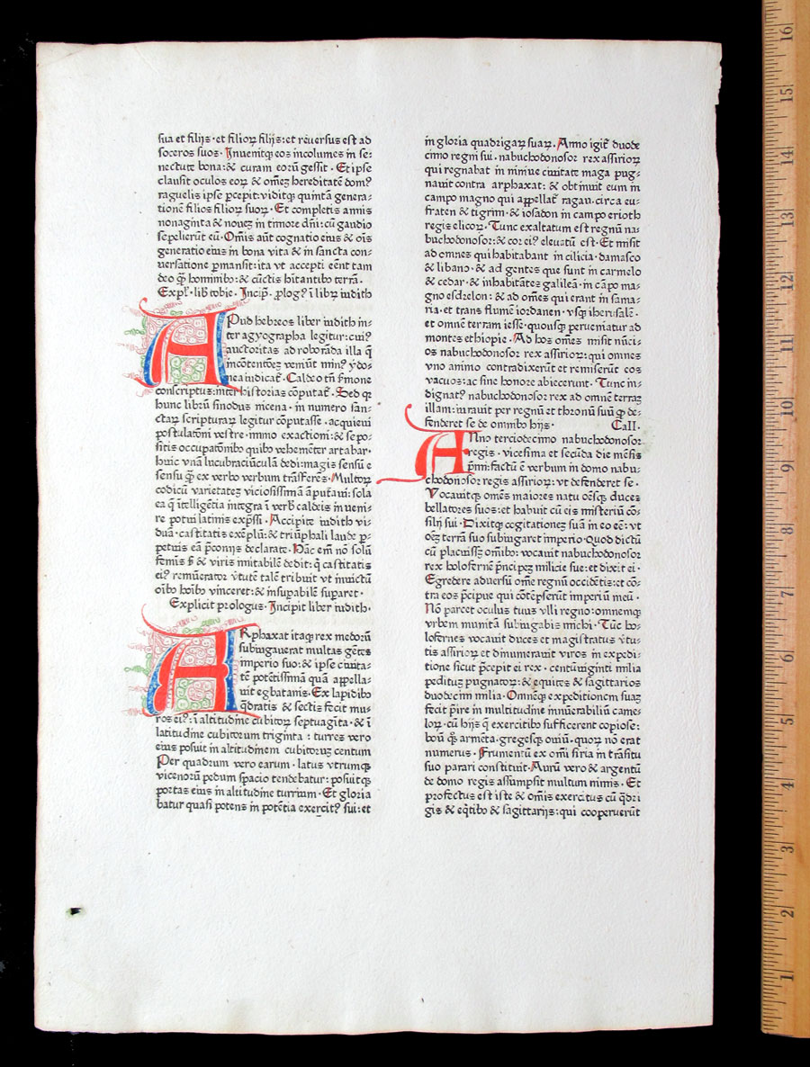1475 Koberger Bible Leaf - Elaborate initials