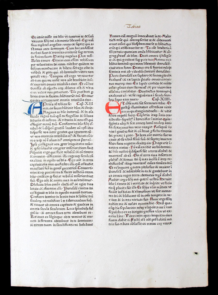 1475 Koberger Bible Leaf - Elaborate initials