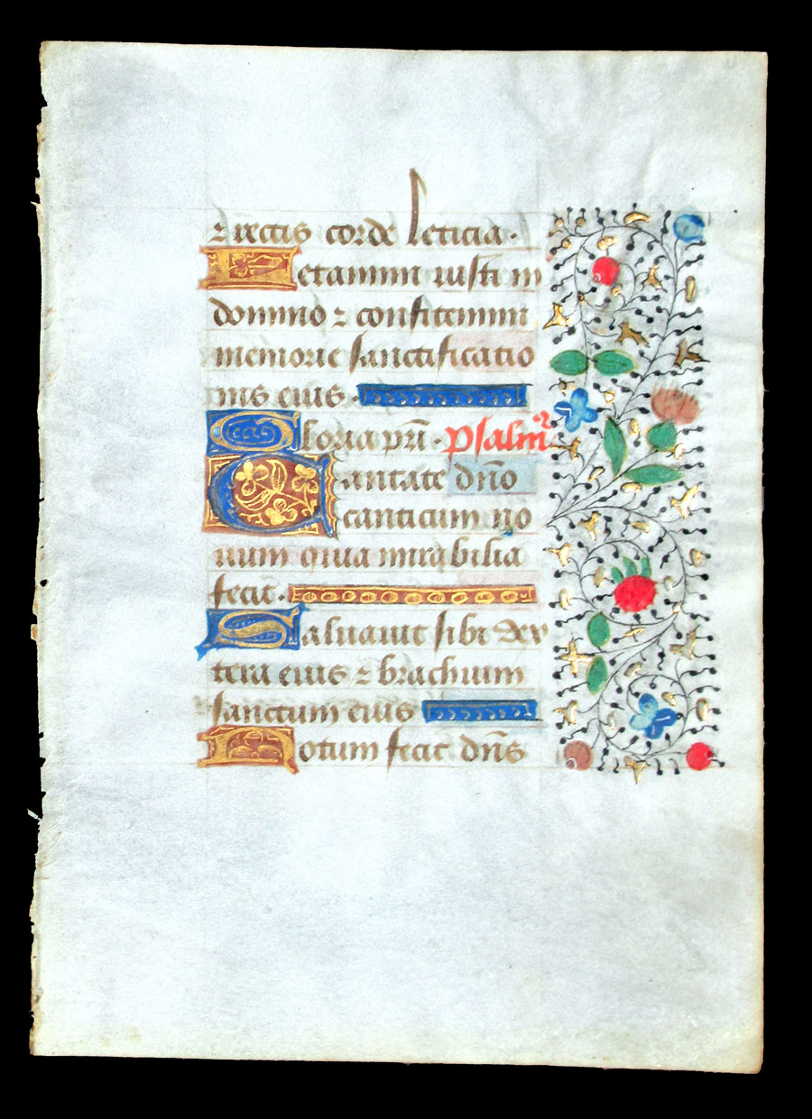 c 1460 Book of Hours Leaf - Beautiful borders - Psalm