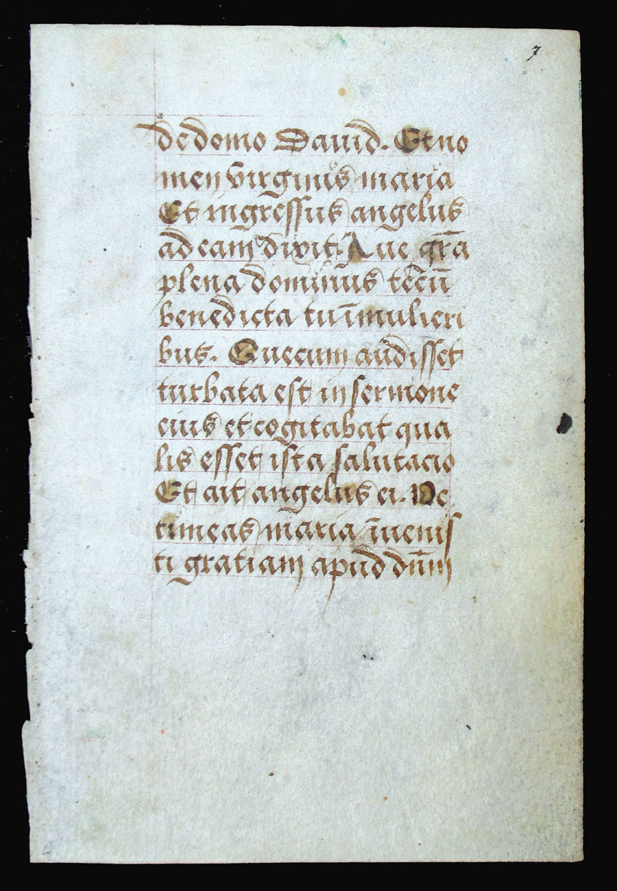 c 1500 Book of Hours Leaf - 2nd Gospel Lesson - Luke