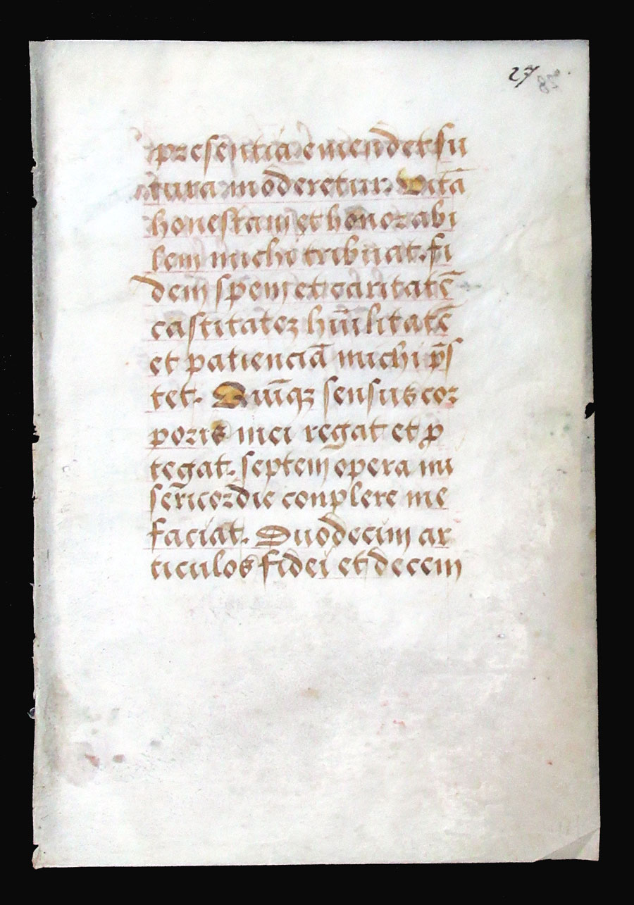 c 1500 Book of Hours Leaf - Obsecro Te