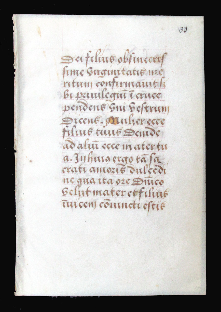 c 1500 Book of Hours Leaf - O Intemerata