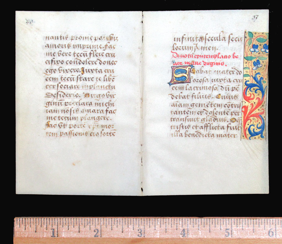 c 1500 Book of Hours Leaf - Continuous bifolium - Stabat Mater