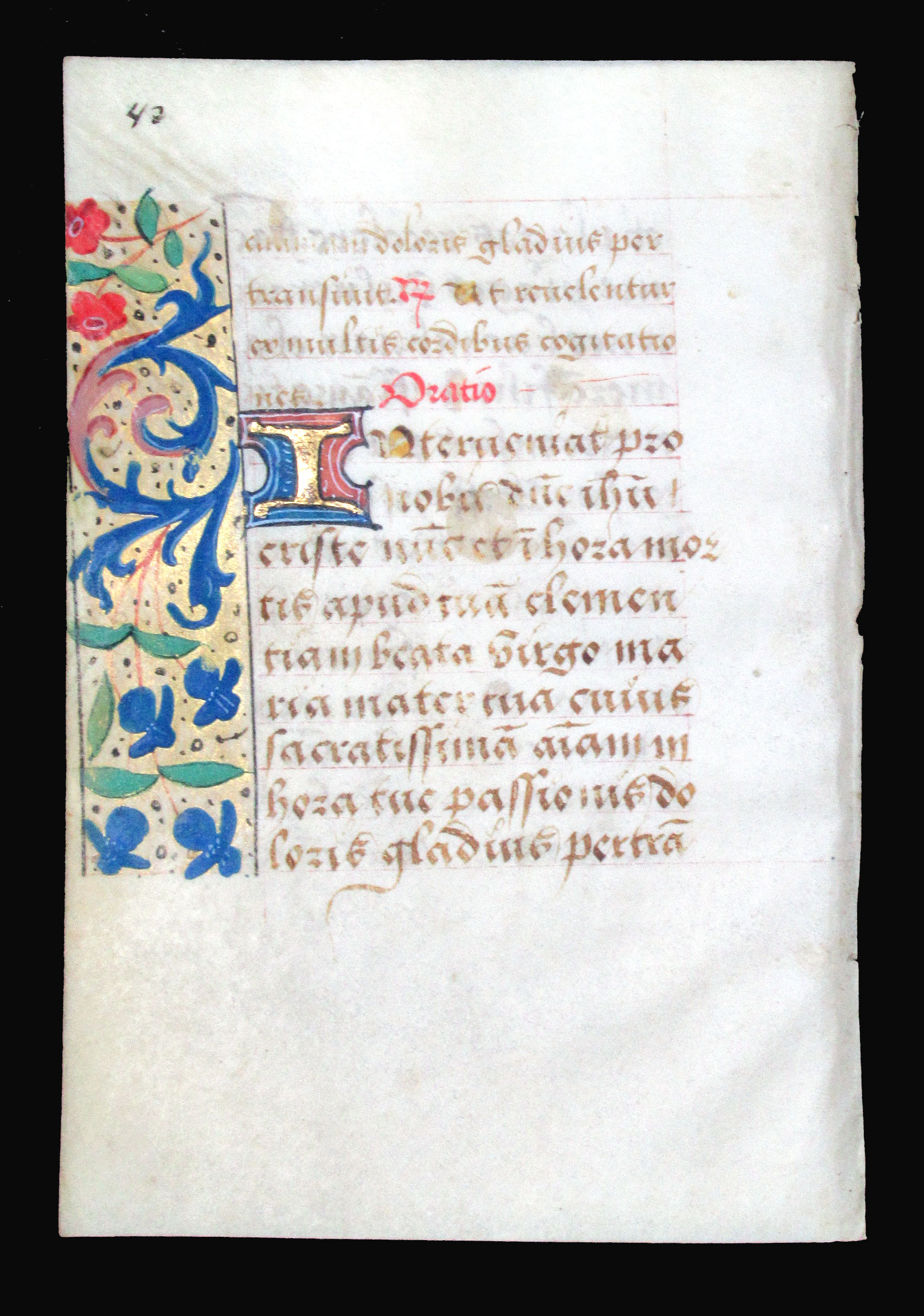 c 1500 Book of Hours Leaf - Illuminated border