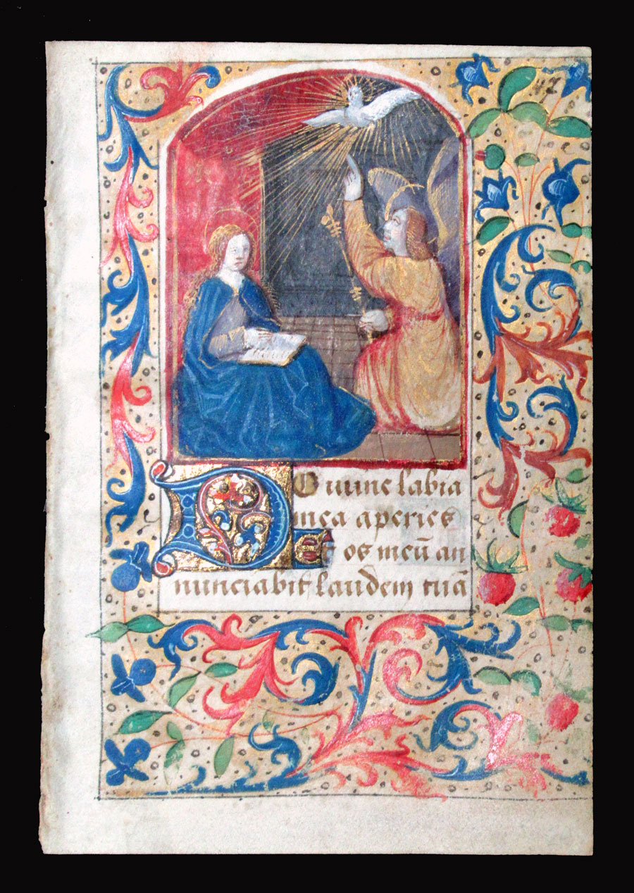 c 1500 Book of Hours Leaf - The Annunciation