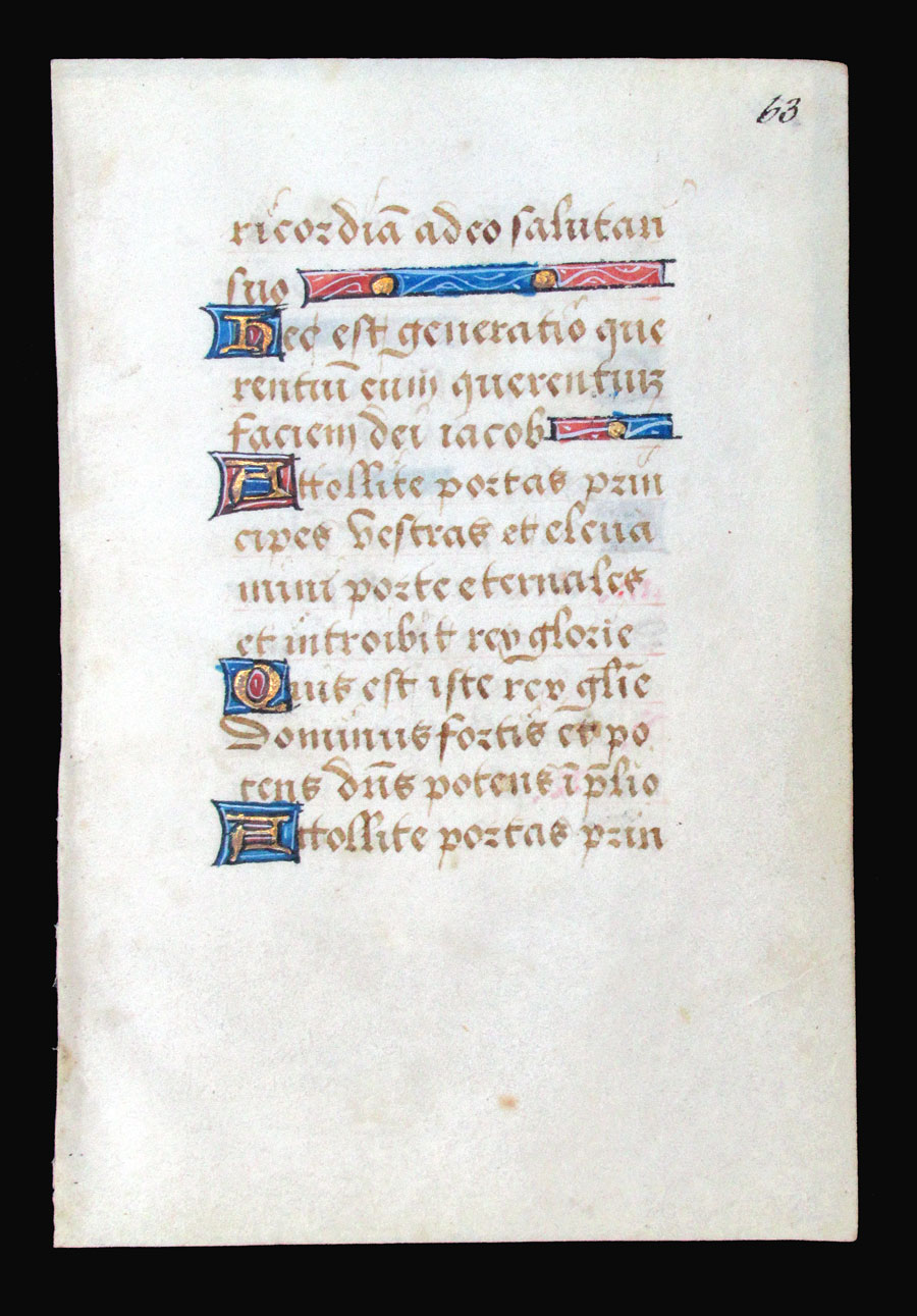 c 1500 Book of Hours Leaf - Psalms