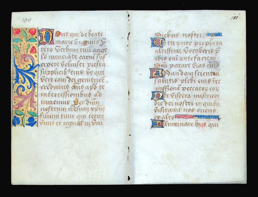 c 1500 Book of Hours Leaf - Continuous bifolium - Luke