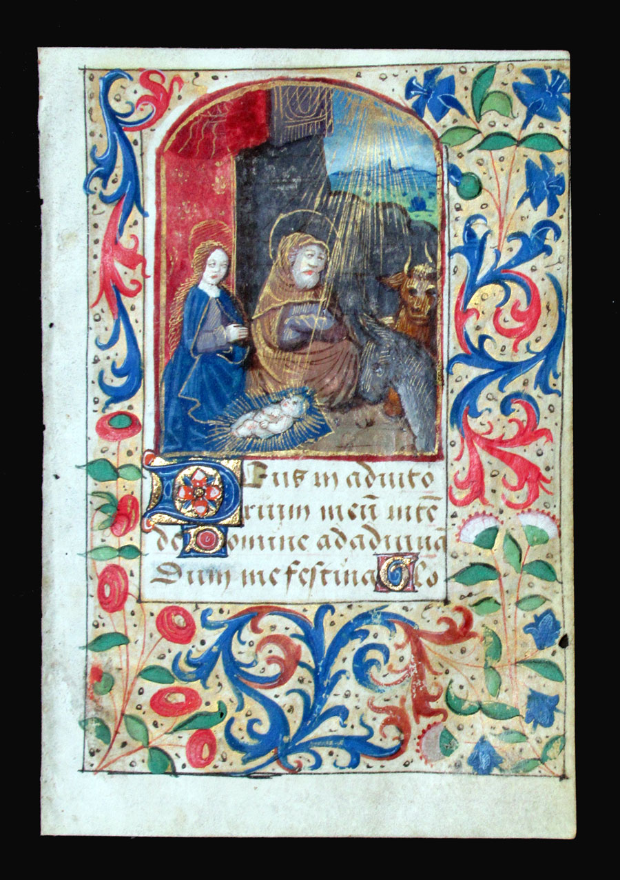 c 1500 Book of Hours Leaf - The Nativity