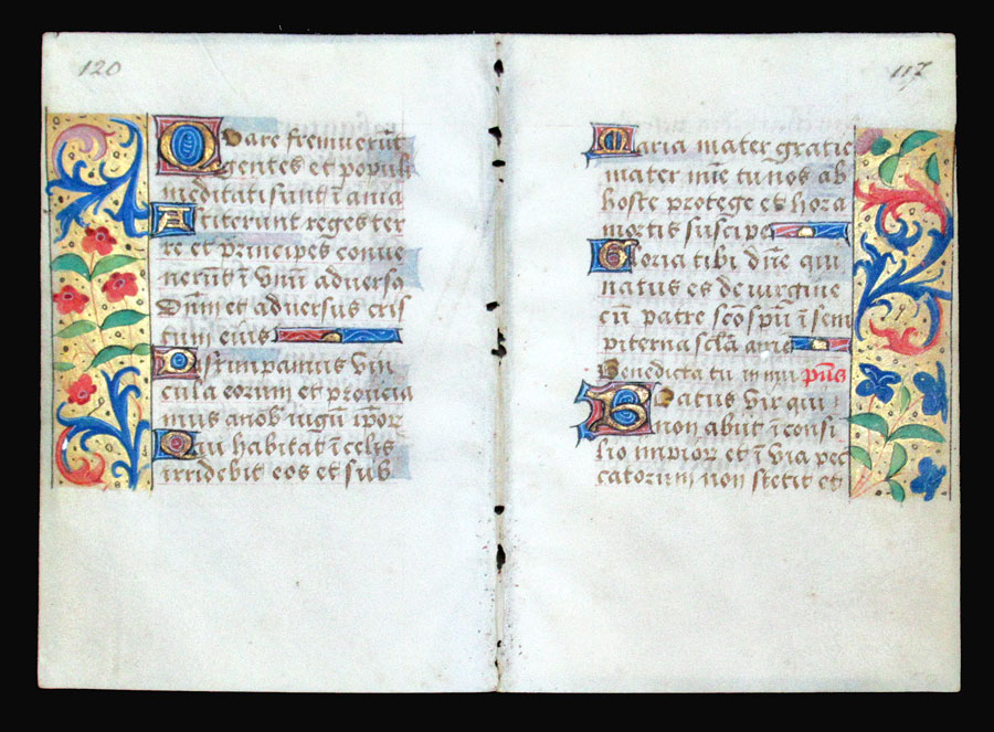 c 1500 Book of Hours Leaves - Continuous Bifolium