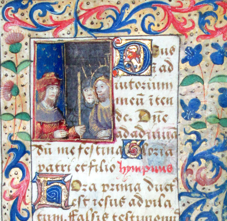 c 1500 Book of Hours Leaf - Christ before Pilate