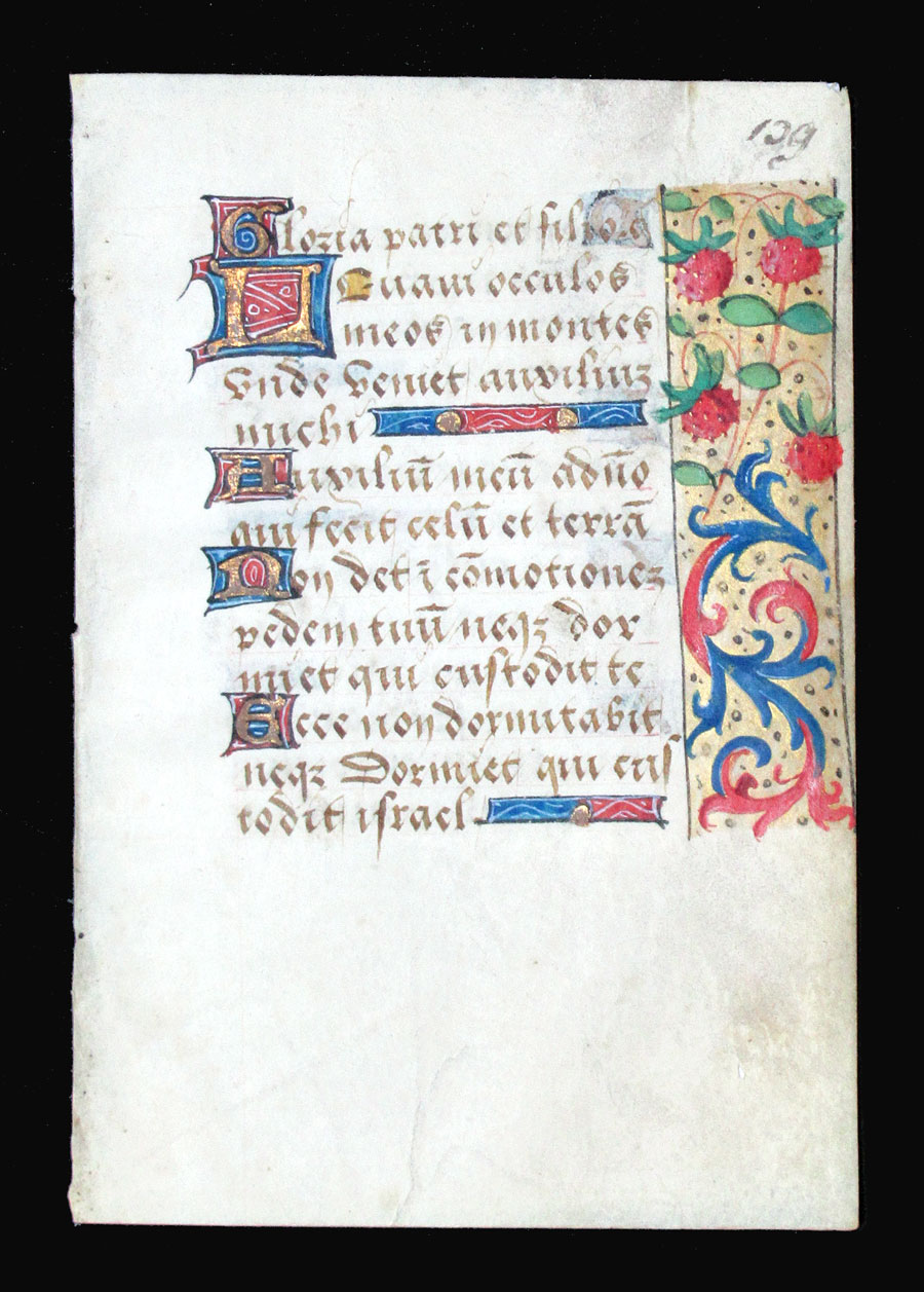 c 1500 Book of Hours Leaf - Psalms - Beautiful border