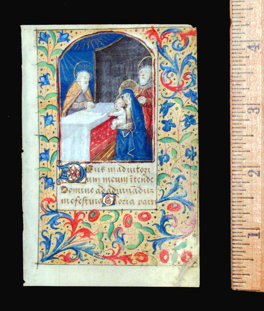 c 1500 Book of Hours Leaf - Presentation in the Temple
