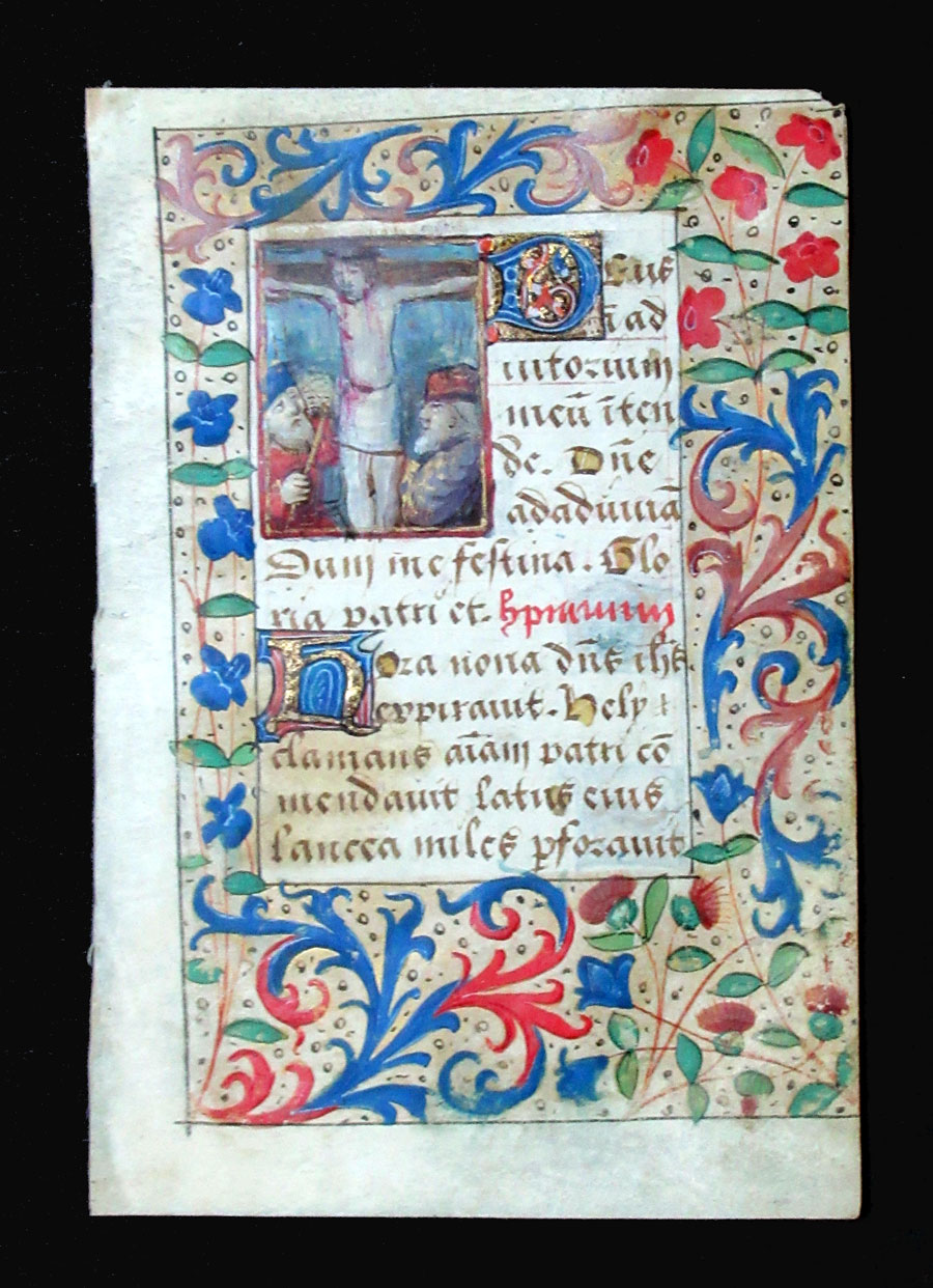 c 1500 Book of Hours Leaf - The Crucifixion