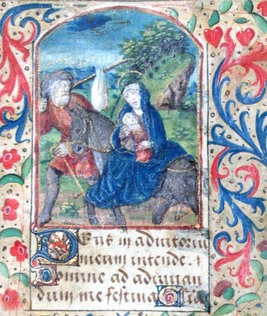 c 1500 Book of Hours Leaf - Flight into Egypt