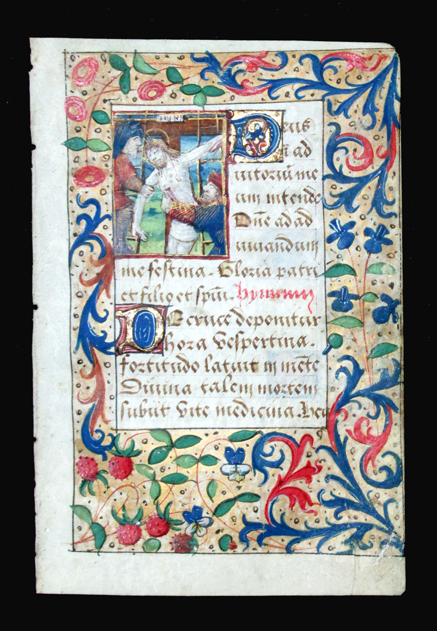 c 1500 Book of Hours Leaf - The Deposition