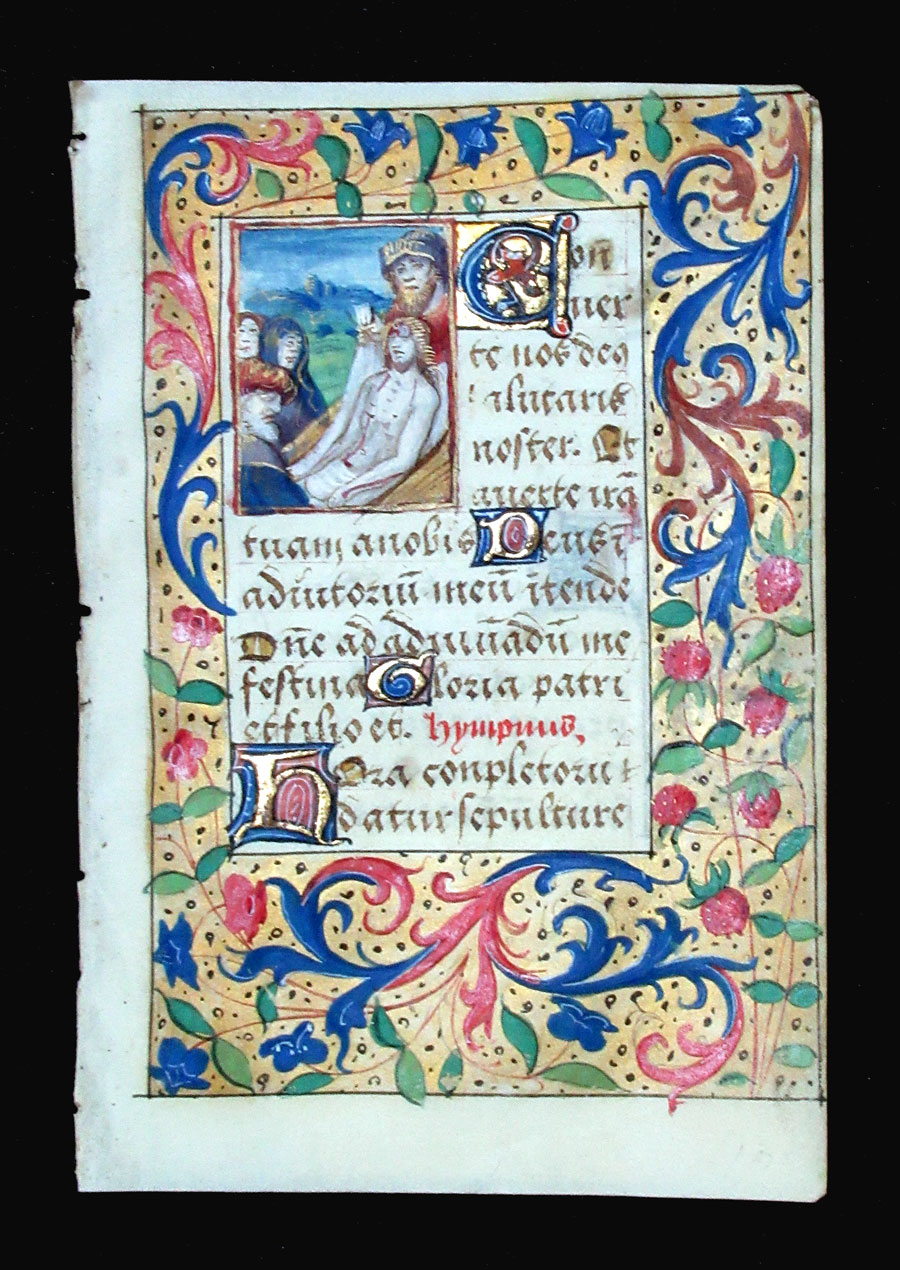c 1500 Book of Hours Leaf - The Entombment