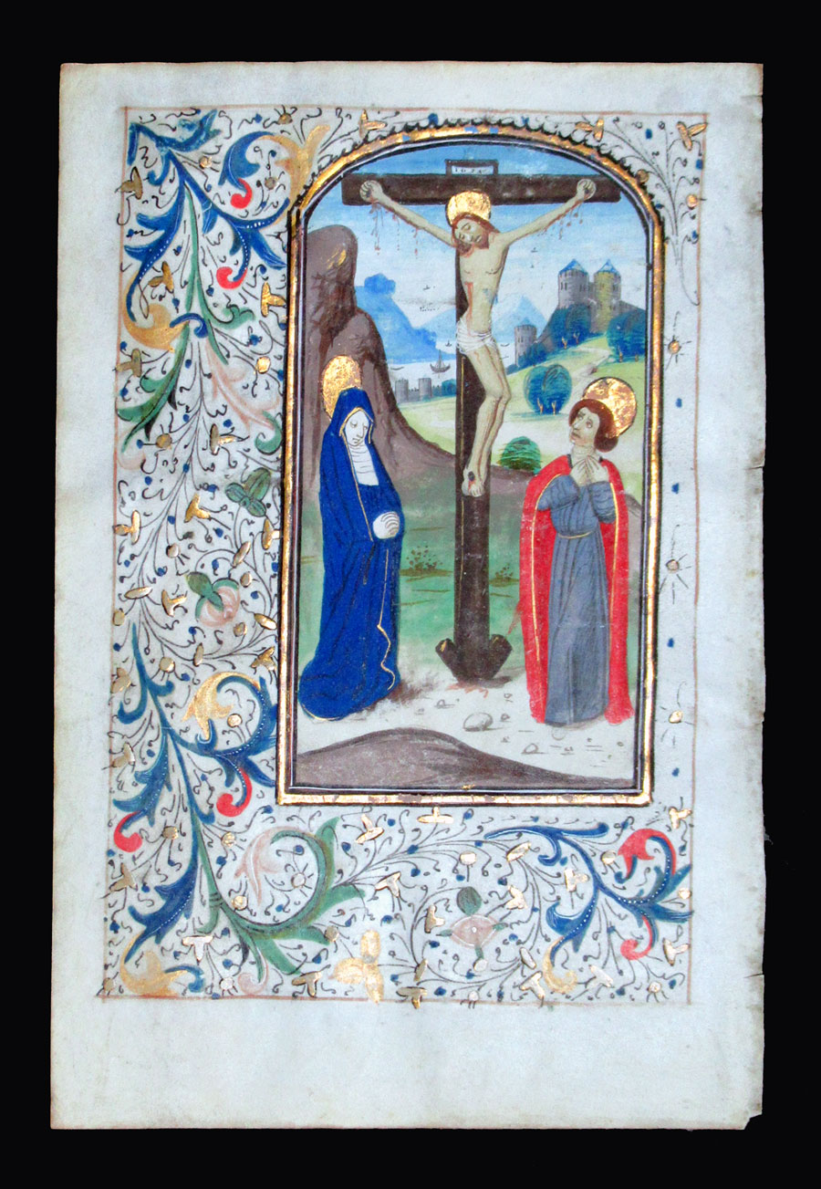 c 1475 Book of Hours Leaf - The Crucifixion